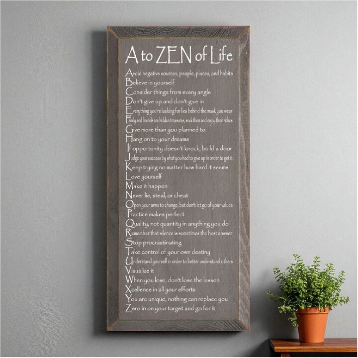 A to ZEN of Life Funny Zen Quote Wooden Wall Sign