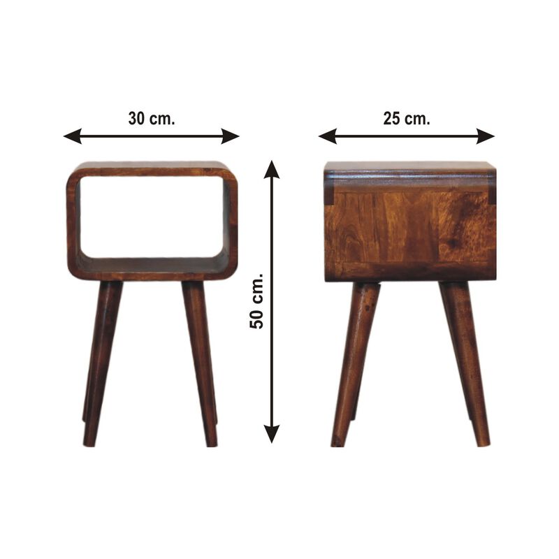 Mini Chestnut Curved Solid Wood  Open NightStand