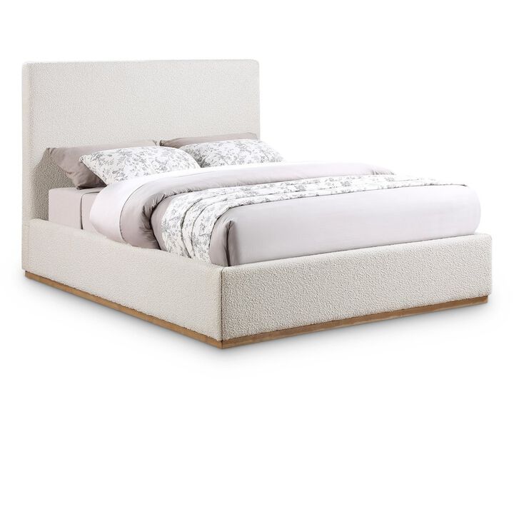 Meridian Furniture Monaco Cream Boucle Fabric King Bed