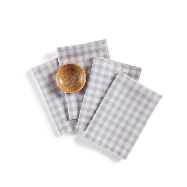 Linen Dinner Napkins - Gingham Check