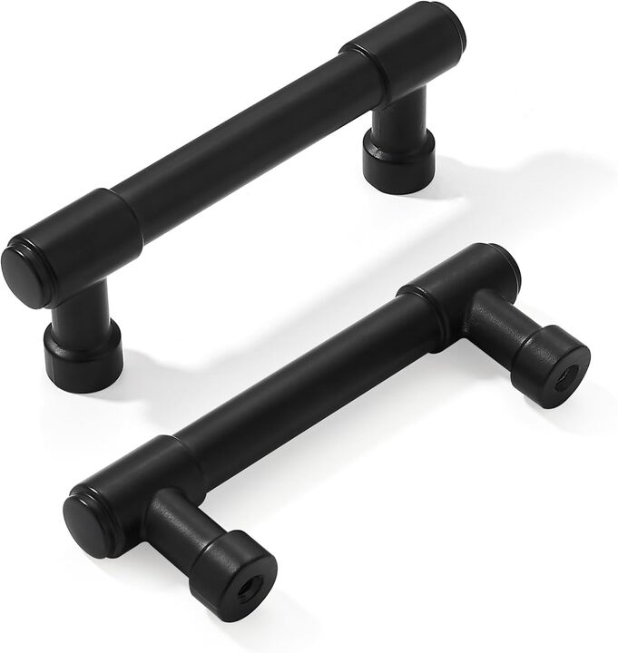 khtumeware 20 Pack Matte Black 3 Inch(76mm) Hole Centers Kitchen Cabinet Pulls Cabient Hardware Kitchen Handles for Cabinets Cup
