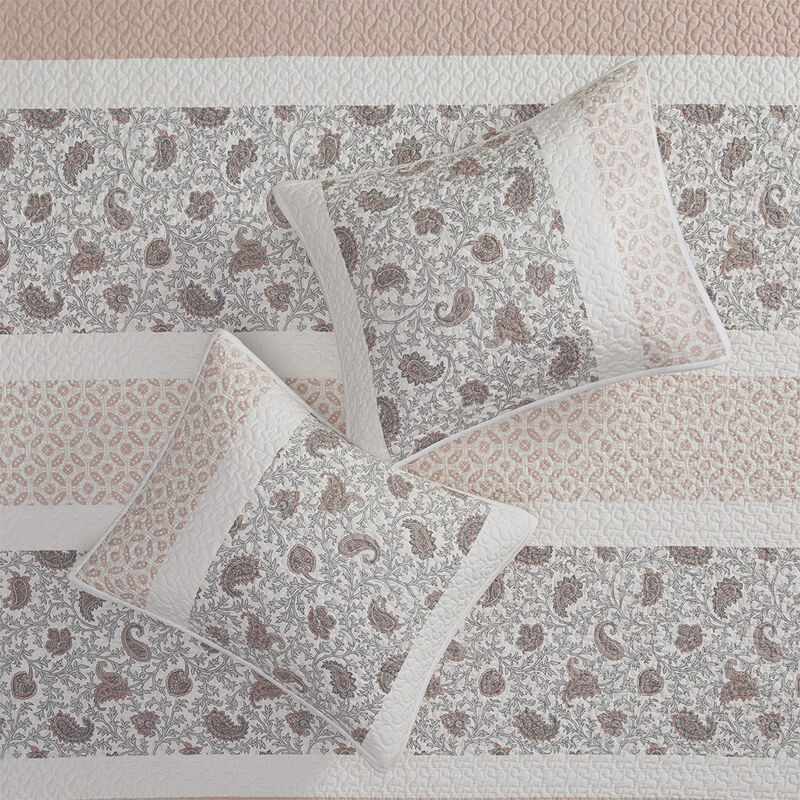 Gracie Mills Singleton Reversible Paisley Lace 6-Piece Cotton Percale Quilt Set