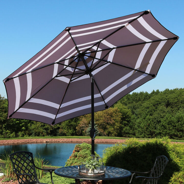 Sunnydaze 9 ft Aluminum Patio Umbrella with Tilt and Crank