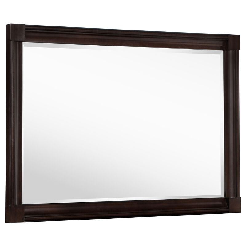 Meon Dresser Mirror, Dark Oak Brown Wood Frame, Rectangular 32 Inch - Benzara