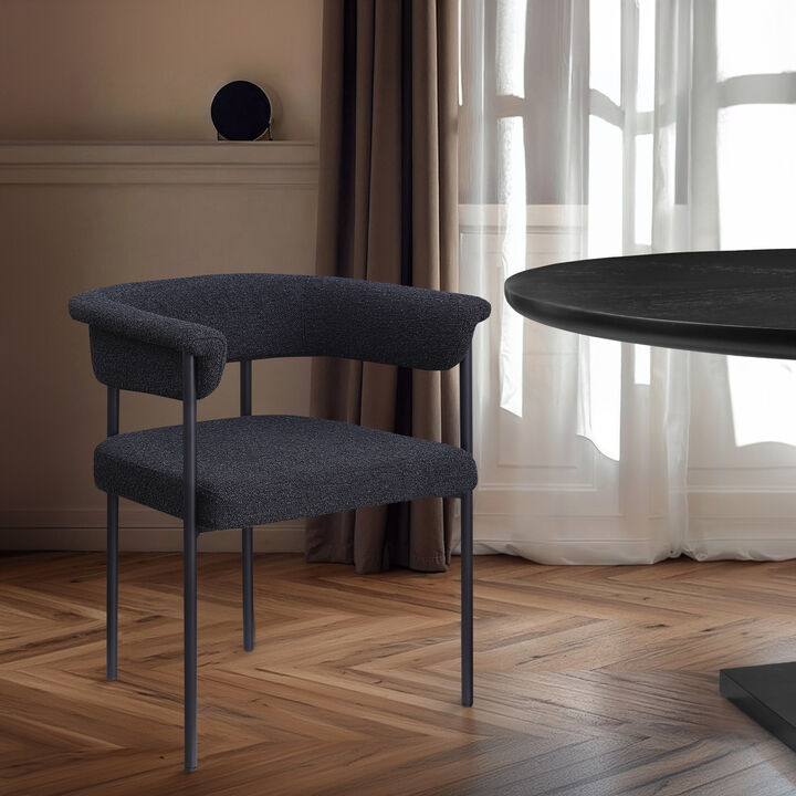 Meridian Furniture Malin Black Boucle Fabric Dining Chair, Set of 2