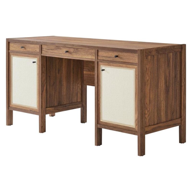 Wood Grain Office Desk with Spacious Surface and Modern Design image number 0