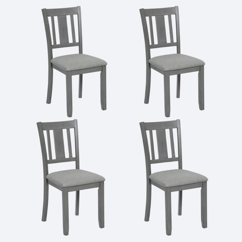 Set of 4 Wooden Dining Chairs with Padded Seat, Upholstered Kitchen Chairs