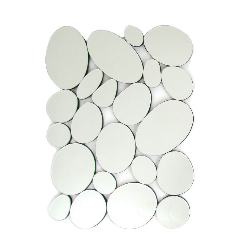 Frameless Beveled Mirror with Pebble Like Accent, Silver image number 0
