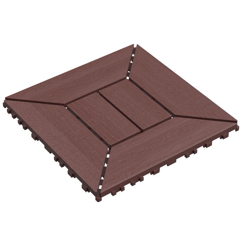 44 Pcs Plastic Interlocking Patio Deck Tiles, Anti-Slip Waterproof Outdoor Flooring Decor, Floor Decking for Balcony, Backyard, Garden image number 1