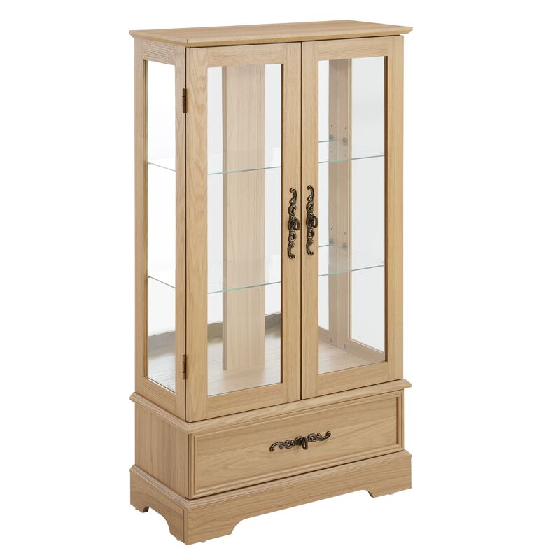 25.98 in. Display Cabinet with 1 Drawer and 2 Glass Doors