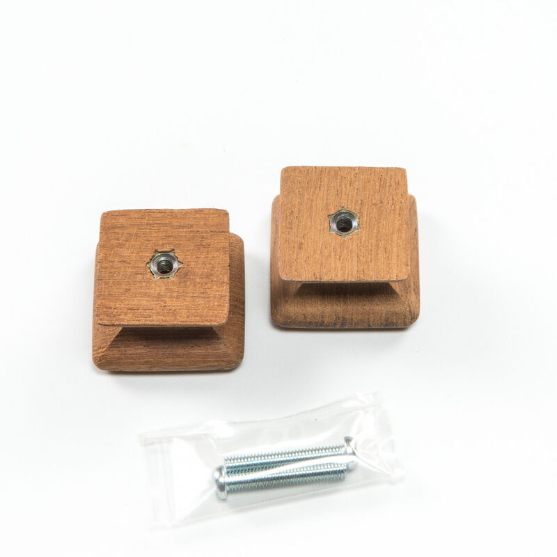 HomeRoots Set of Two Brown Wood Square Drawer Pull Knobs image number 4