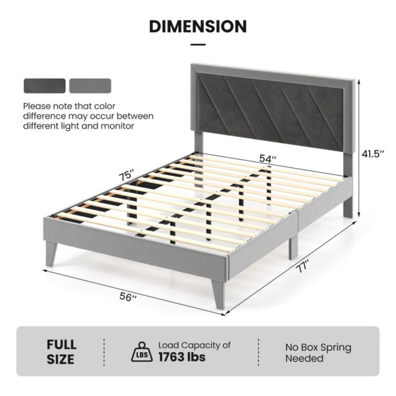 Hivvago Platform Bed with High Headboard and Wooden Slats