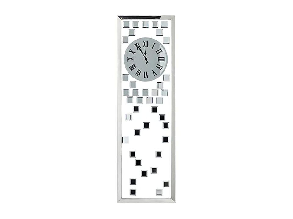 Deco Glass Beveled Mirrored Silver Wall Clock 13 Inch Home Decor