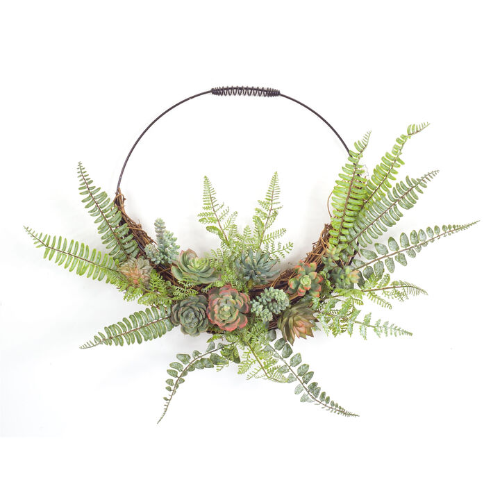 Fern and Succulent Wall Décor – Lush and Modern Greenery Accent for Home, Office, or Indoor Spaces