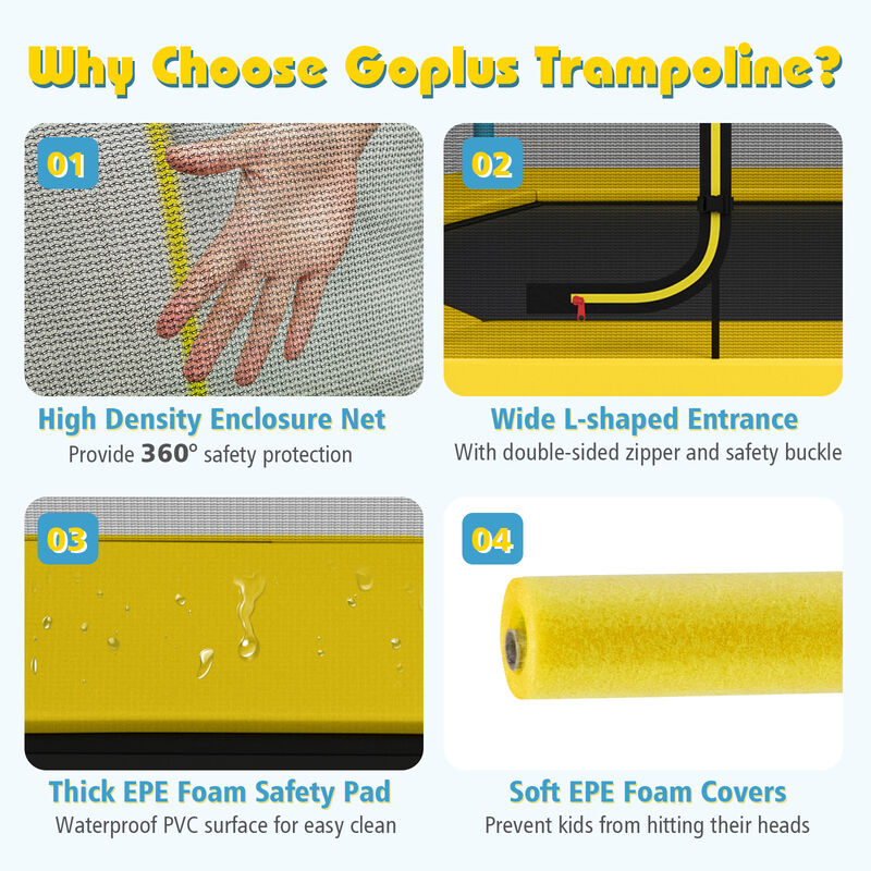 87.6" Children&rsquo;s Trampoline, Recreational Bouncer with Enclosure image number 7