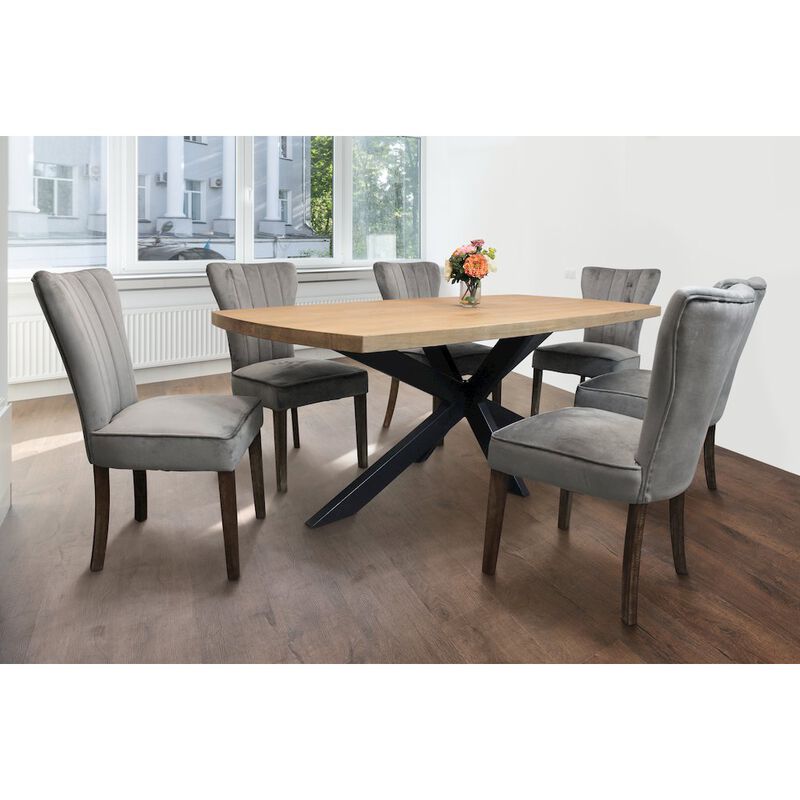 Logan 82 Dining Table, with 6 Cleo Mink Dining Chairs