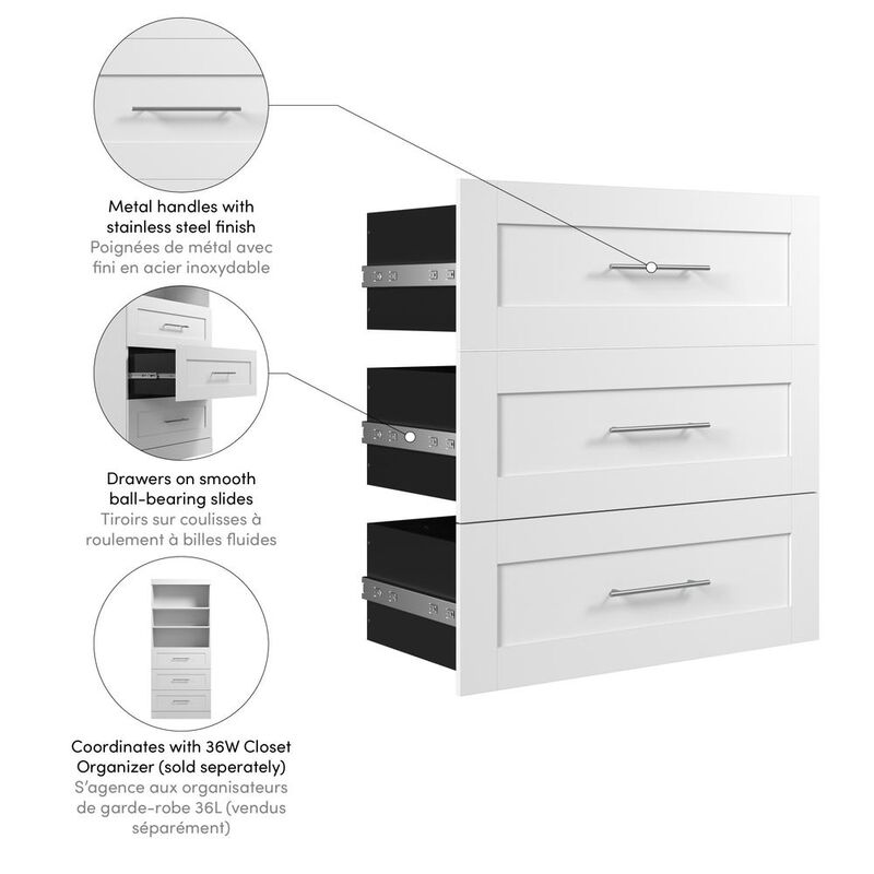Bestar Pur 3 Drawer Set for Pur 36W Closet Organizer