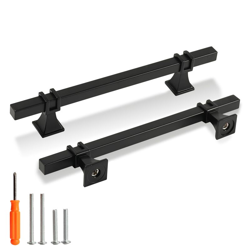 Redunest Cabinet Pulls Matte Black Cabinet Handles, 5 Pack 6-1/4 Inch Kitchen Door Cupboard Wardrobe Drawer Handles, Cabinet Har