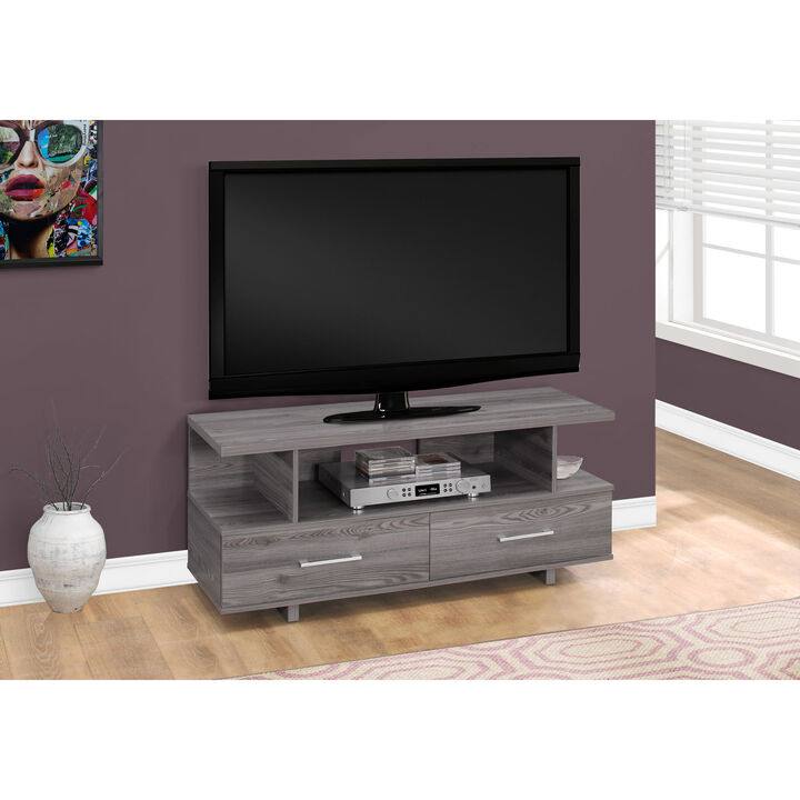 Monarch Specialties I 2608 Tv Stand, 48 Inch, Console, Media Entertainment Center, Storage Cabinet, Living Room, Bedroom, Laminate, Grey, Contemporary, Modern