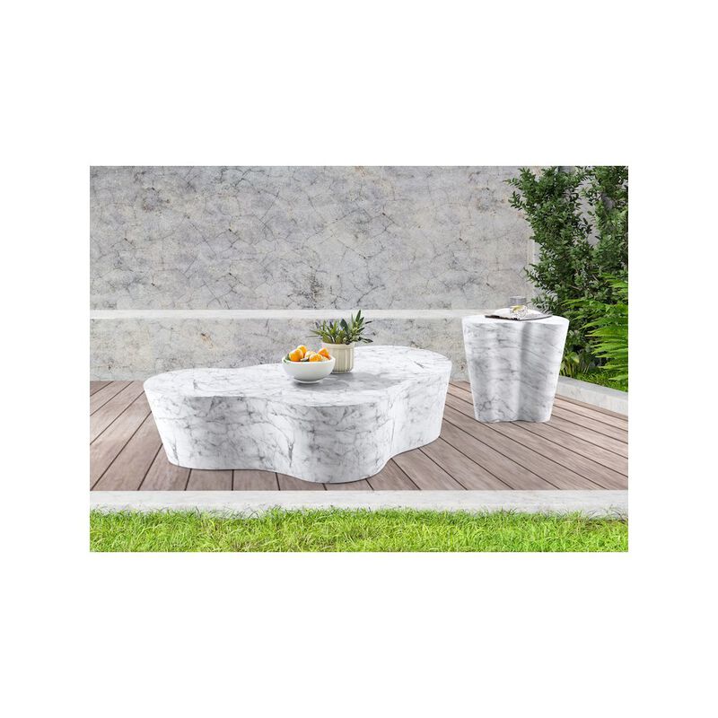 Meridian Furniture Monza White Marble Finish Concrete End Table
