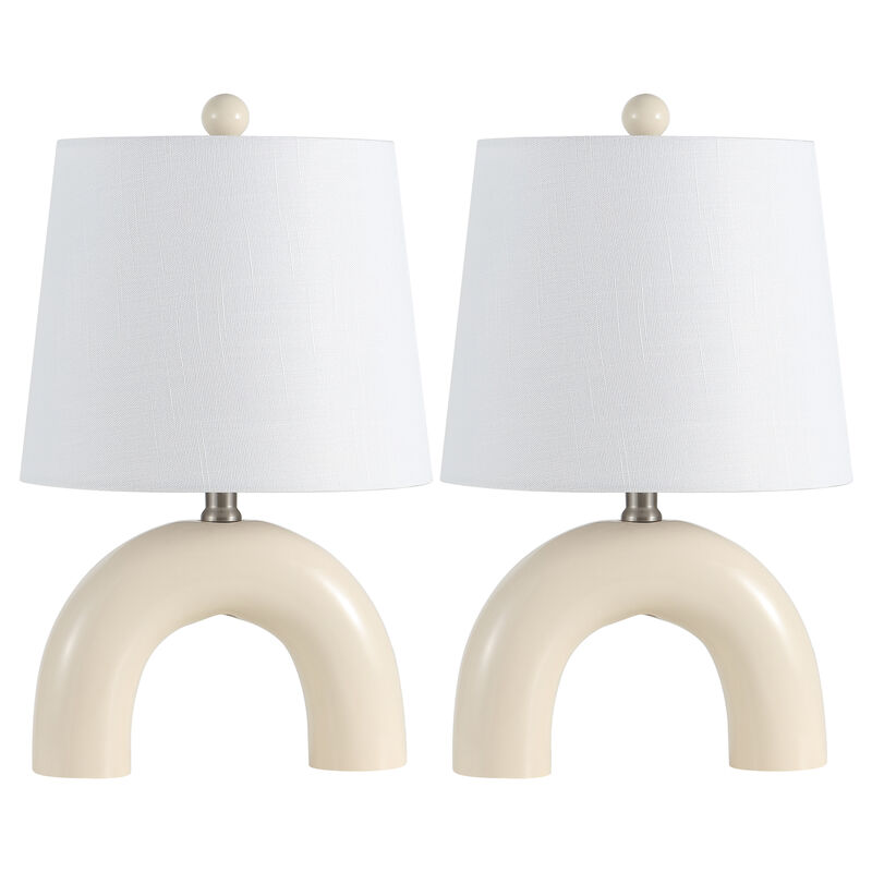 Zadie 17.75" Scandinavian Minimalist Ceramic Arch LED Table Lamp