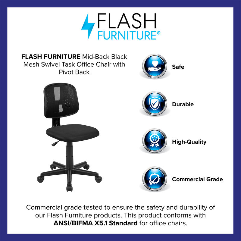 Flash Fundamentals Mid-Back Mesh Swivel Task Office Chair with Pivot Back image number 8