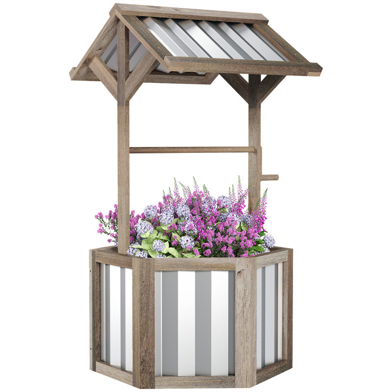 Hivvago Hexagonal Wooden Planter with Galvanized Canopy image number 0