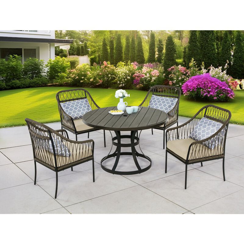 Best Quality Furniture 5pc patio dining set in gray with cushioned seats