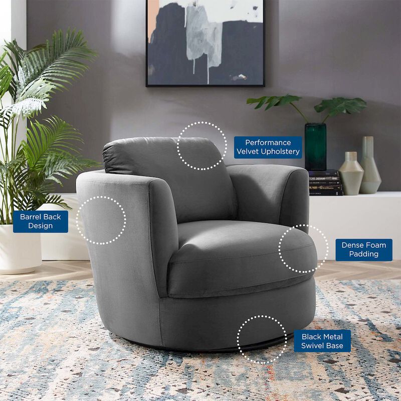 Pirouette Performance Velvet Swivel Armchair image number 6