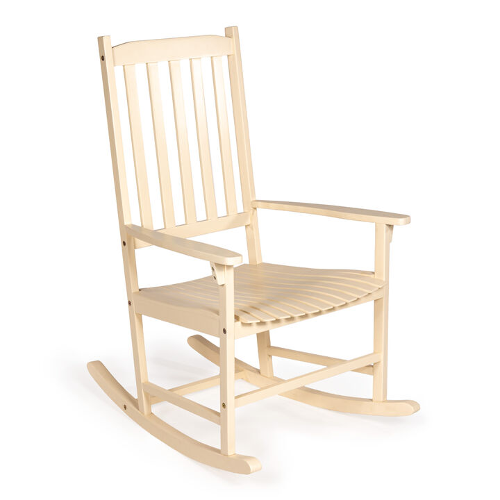 Seagrove Farmhouse Classic Slat-Back Acacia Wood Outdoor Rocking Chair