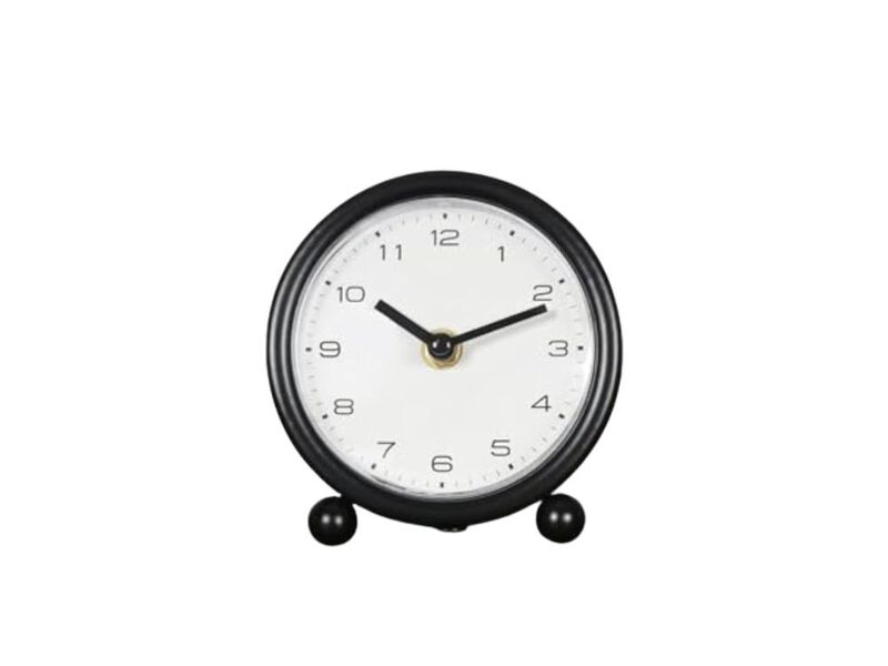 Retro Desk Metal Table Classical Bedside Wall Clock 1 Inch Silent Black image number 0
