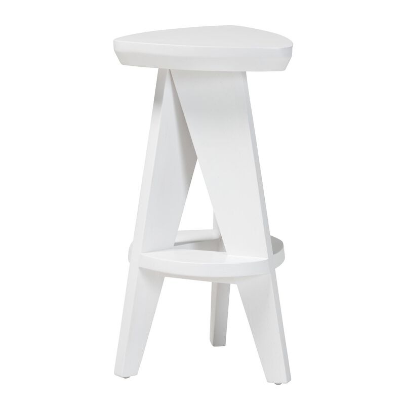 bali & pari Roy Wood Counter Stool - Sculptural Backless Accent Stool with Geometric Base and Integrated Footrest image number 0