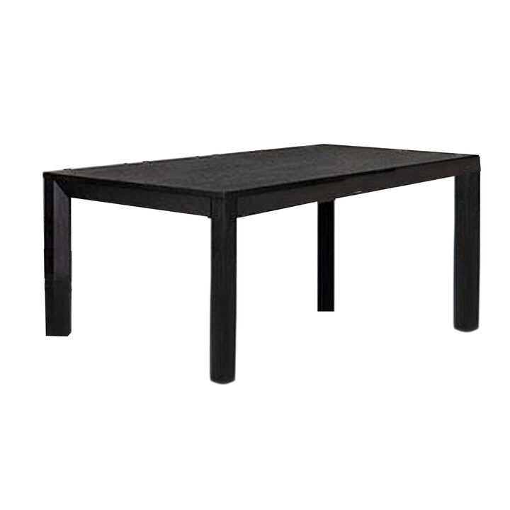 Kizie Dining Table, 94-118 Inch Extendable, Weathered Black Rubberwood - Benzara