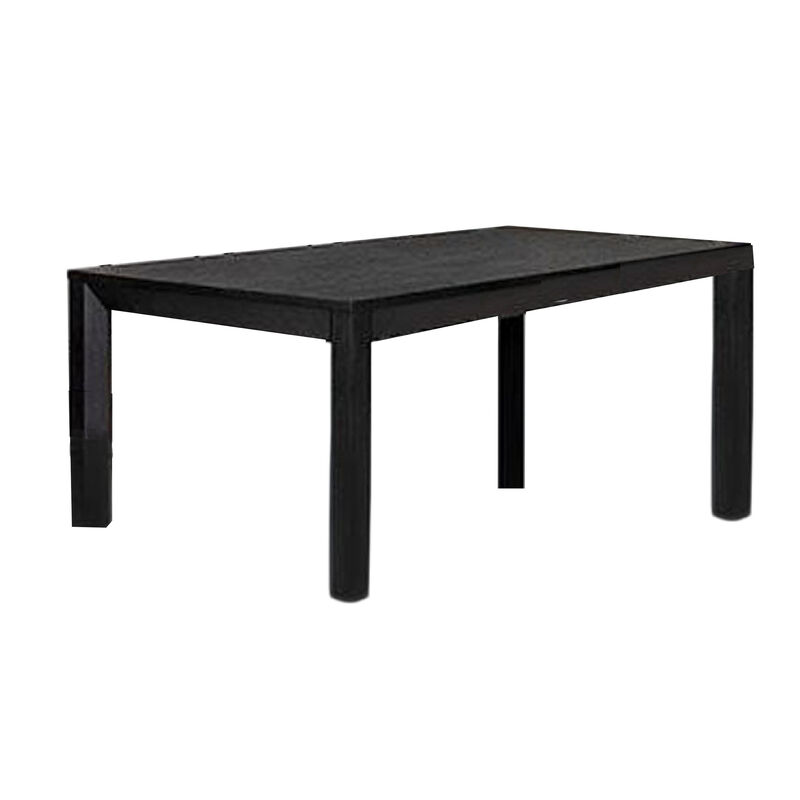 Kizie Dining Table, 94-118 Inch Extendable, Weathered Black Rubberwood - Benzara