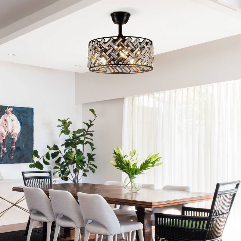Crystal Cage Ceiling Fan with Remote Control and Quiet Reversible Motor image number 3
