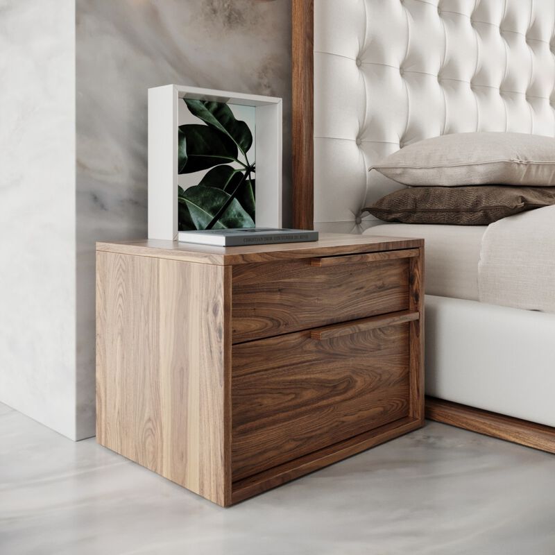 2-Drawer Wood Nightstand for Bedroom Storage
