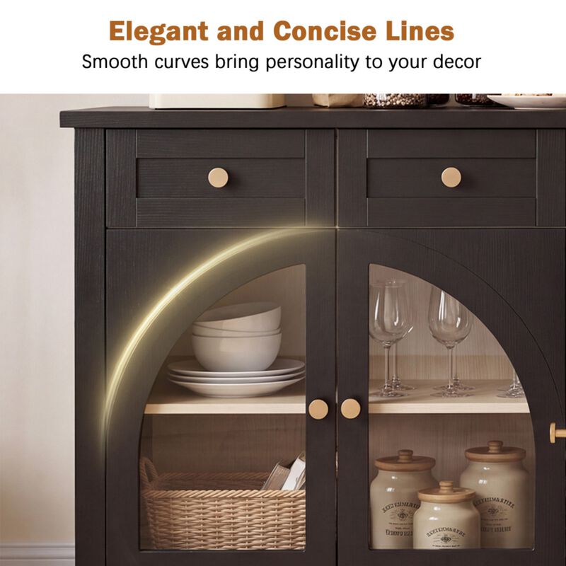 Semkit Farmhouse Arched Glass Door Sideboard Cabinet image number 3