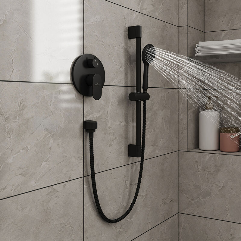 Mondawe 9 Inch 2-functions Wall Mounted Rainfall Shower Body Round Top Spray System with Handheld