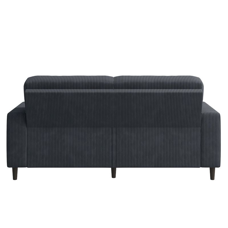 HL Home Furnishings Small Space Sofa in Soft Comfy Charcoal Gray Corduroy Fabric