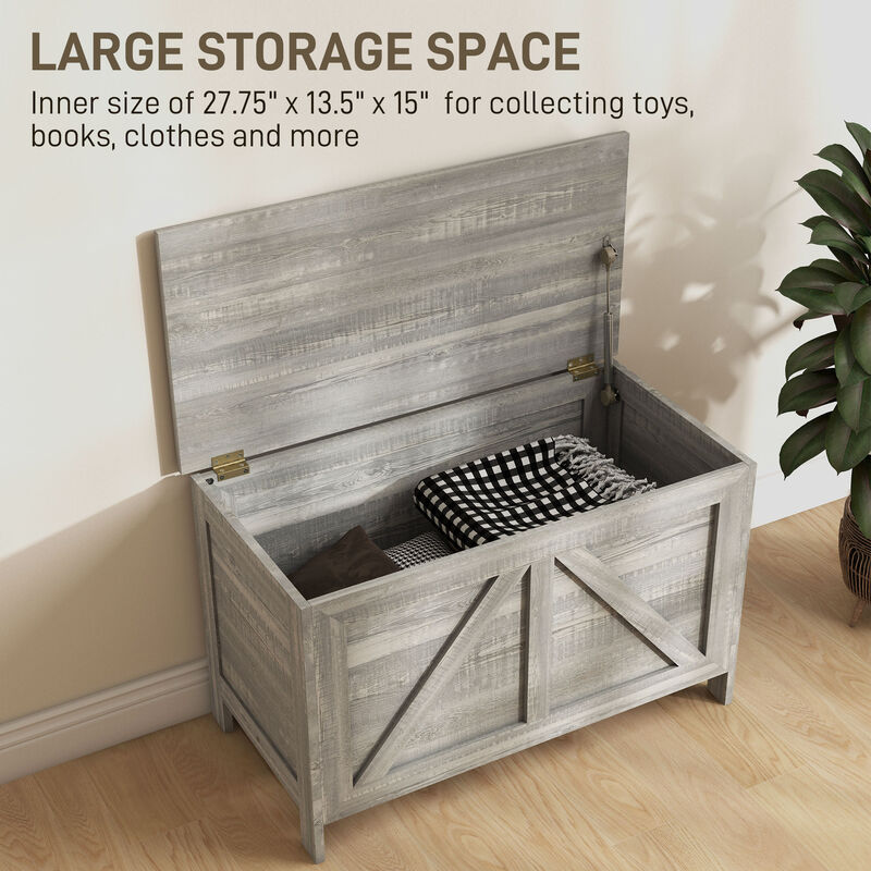 Farmhouse Style Grey Storage Bench For Entryway image number 3