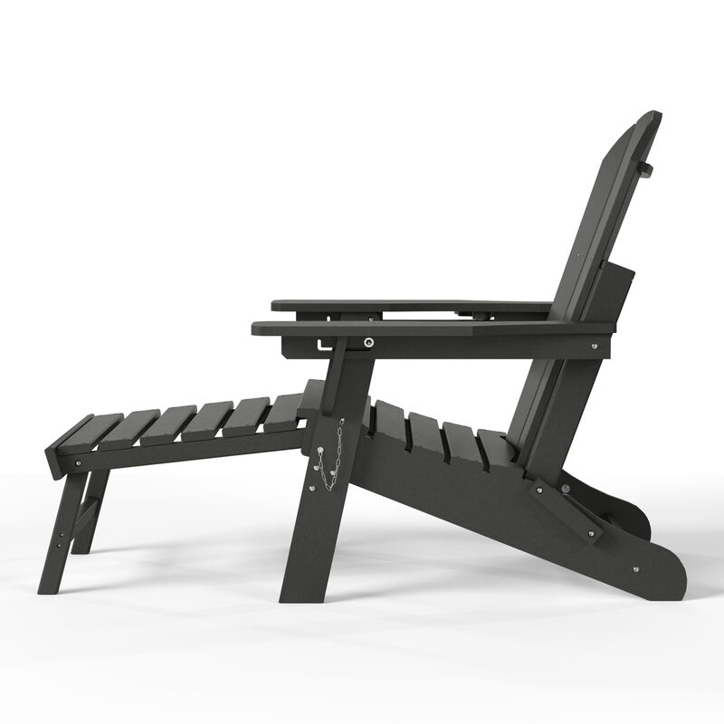WestinTrends Folding Adjustable Adirondack Chair with Retractable Ottoman and Cup Holder image number 4