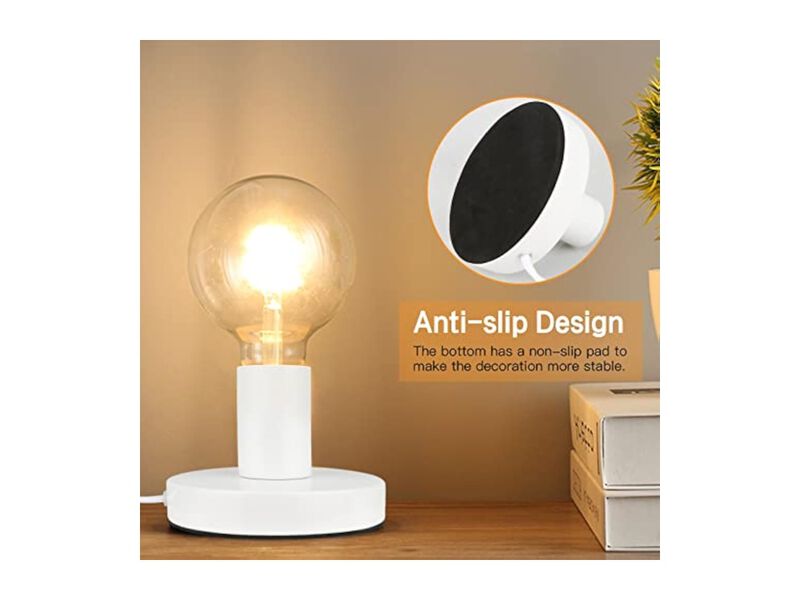 Industrial Metal Table Lamp For Bedroom Living Room White image number 2