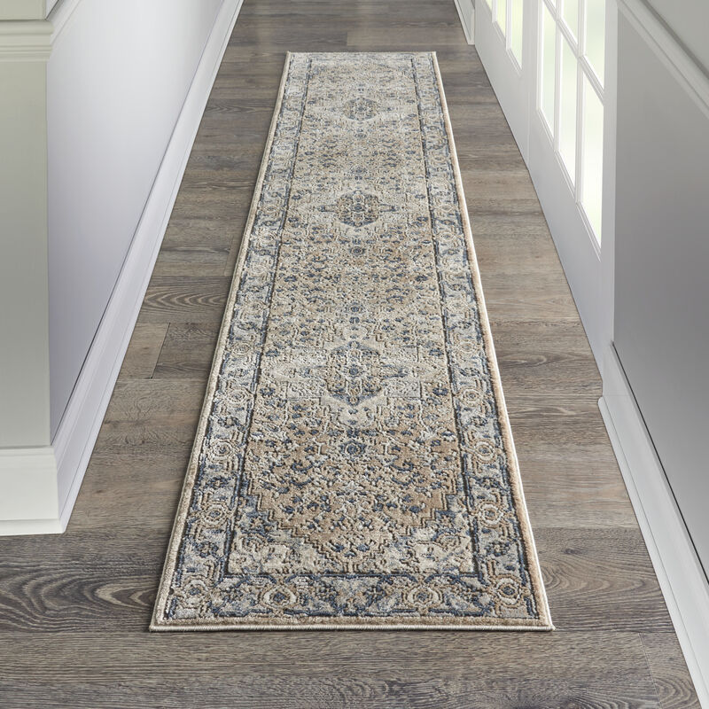 Quarry QUA05 Beige/Gray 2'2" x 20' Rug image number 1