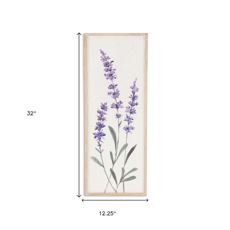 HomeRoots 32" X 12" Natural White And Lavender Floral Wood Framed Art image number 6