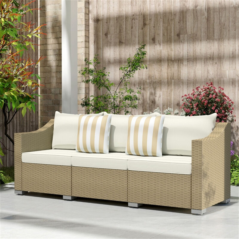 Outdoor Wicker 3-Seater Sofa &ndash; Sturdy and Comfortable Rattan Furniture for Garden or Porch image number 6