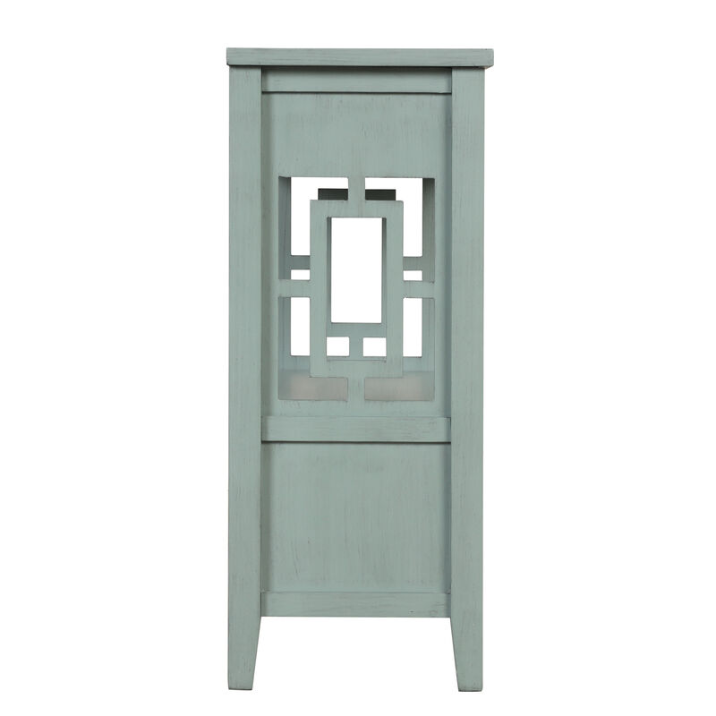 GOODSILO Farmhouse Pine Wood Console Table Entry Sofa Table with 4 Drawers and Storage Shelf image number 7