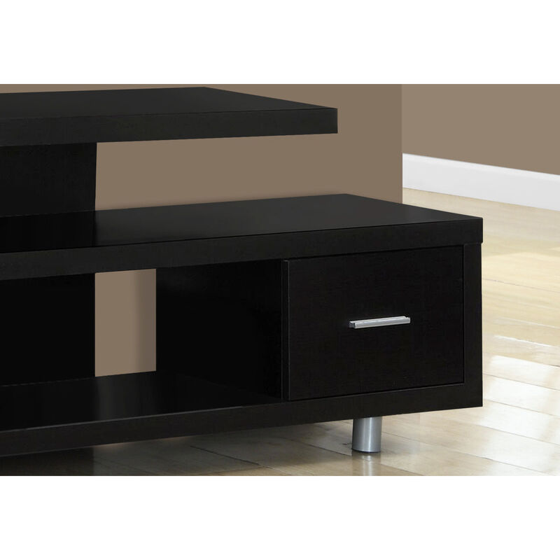 Monarch Specialties I 2572 Tv Stand, 60 Inch, Console, Media Entertainment Center, Storage Cabinet, Living Room, Bedroom, Laminate, Brown, Contemporary, Modern