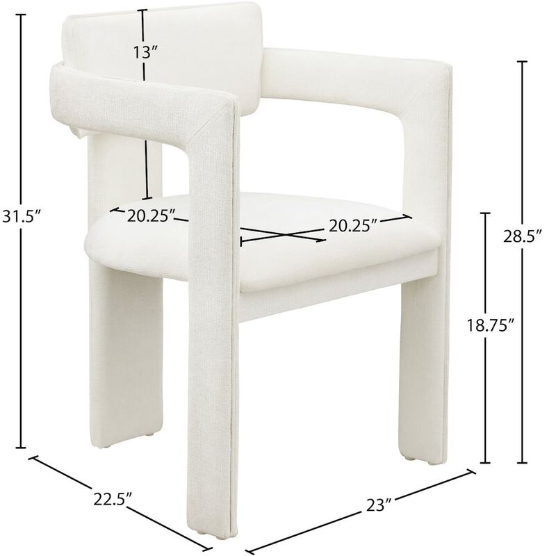 Meridian Furniture Brenda Cream Chenille Fabric Dining Chair, Set of 2