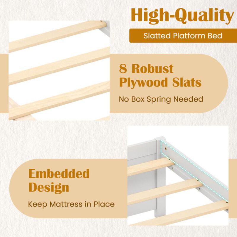 Hivvago Full Size Wooden Bed Frame with 2 Rolling Storage Drawers