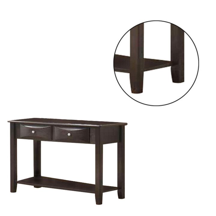 Wooden Console Table with 2 Spacious Drawers, Brown-Benzara
